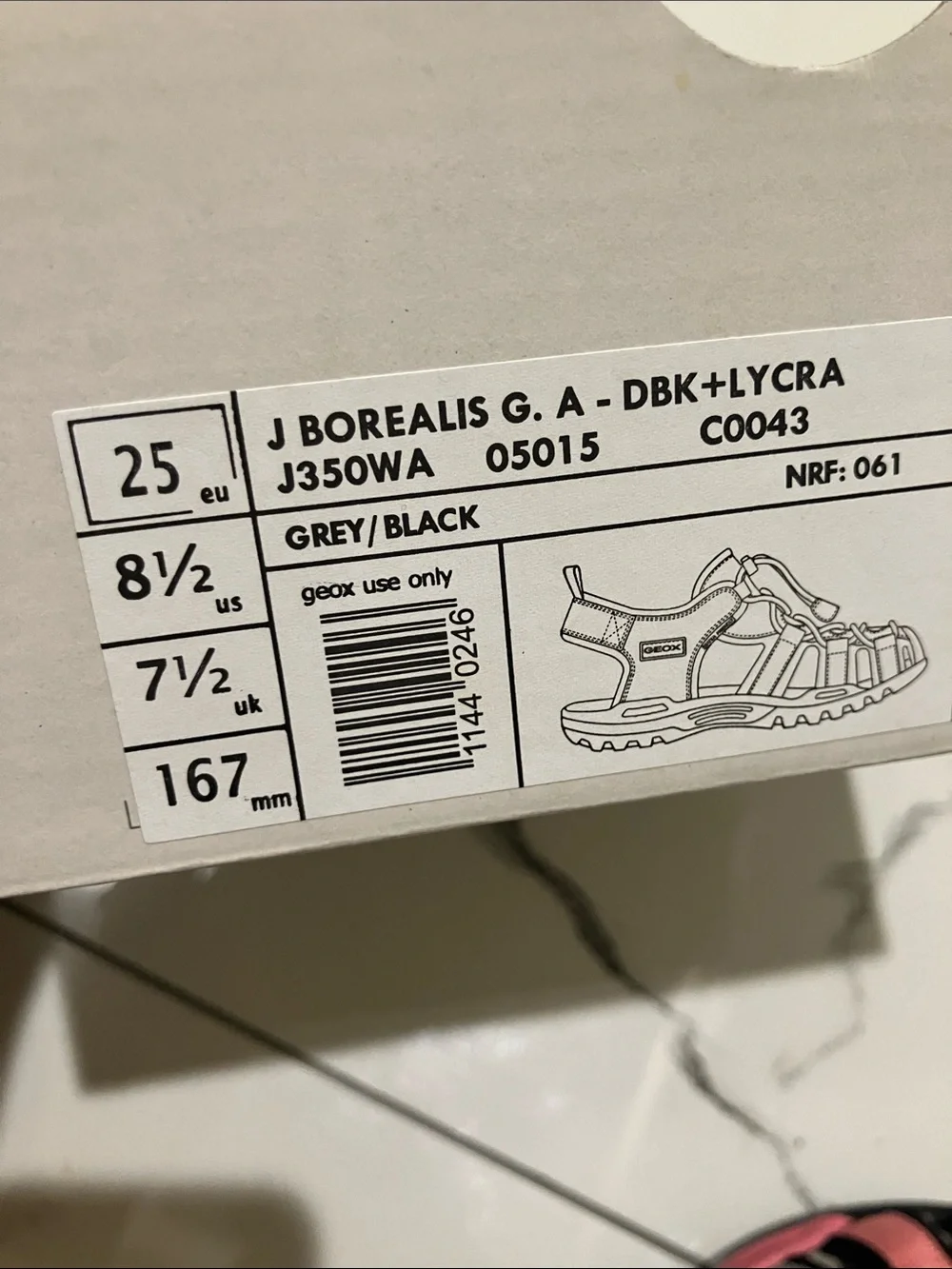NWOT Geox Kids Coral Pink and Gray Closed-Toe Sport Sandals